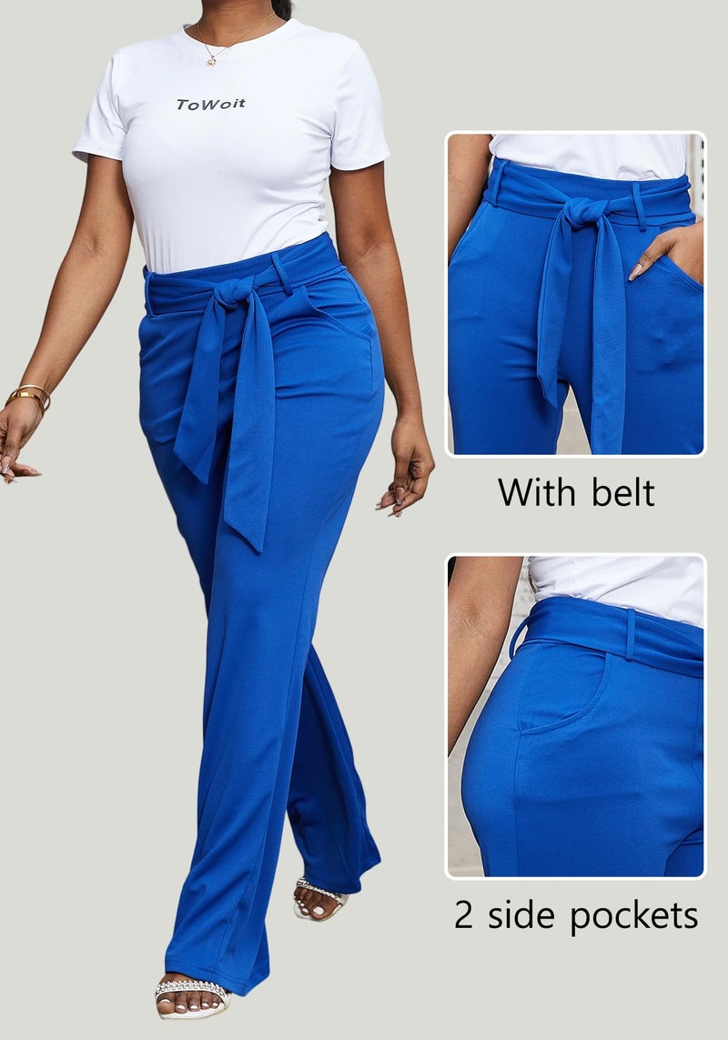 LKOUS Women's Stretchy High Waisted Straight Leg Dress Pants Office Daily Business Casual Bottoms - Image 4